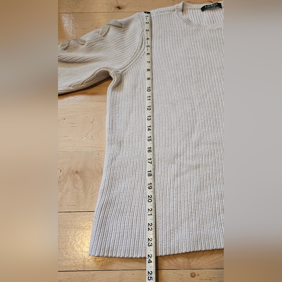LRL Ralph Lauren Cream Sweater with Lace Up Sleeves - Picture 5 of 8
